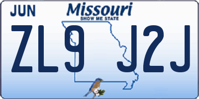 MO license plate ZL9J2J