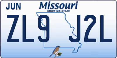 MO license plate ZL9J2L