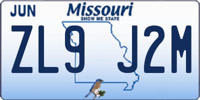MO license plate ZL9J2M