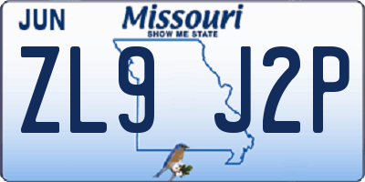 MO license plate ZL9J2P