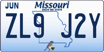 MO license plate ZL9J2Y