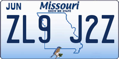 MO license plate ZL9J2Z