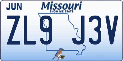 MO license plate ZL9J3V