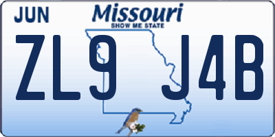 MO license plate ZL9J4B