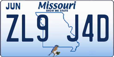 MO license plate ZL9J4D