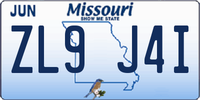 MO license plate ZL9J4I