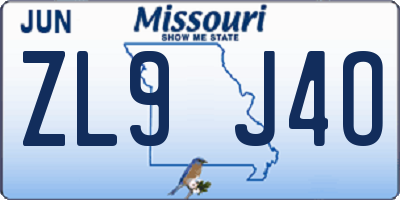 MO license plate ZL9J4O