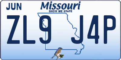 MO license plate ZL9J4P