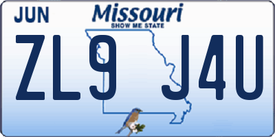 MO license plate ZL9J4U