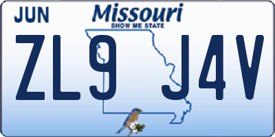 MO license plate ZL9J4V