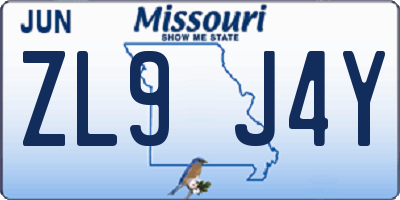 MO license plate ZL9J4Y