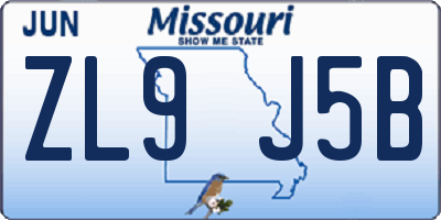 MO license plate ZL9J5B