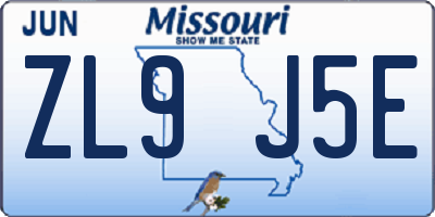 MO license plate ZL9J5E