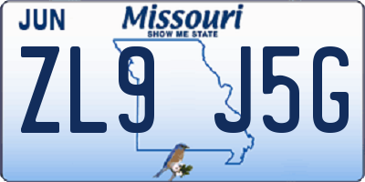 MO license plate ZL9J5G