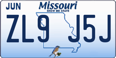 MO license plate ZL9J5J