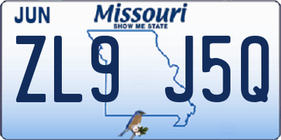 MO license plate ZL9J5Q