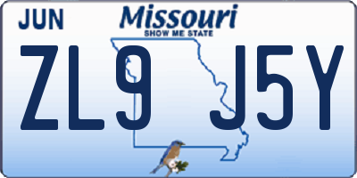 MO license plate ZL9J5Y