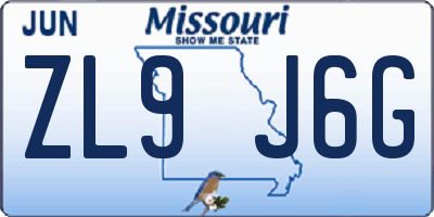 MO license plate ZL9J6G