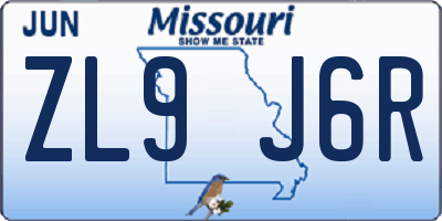 MO license plate ZL9J6R