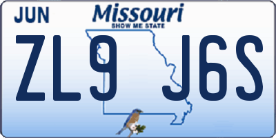 MO license plate ZL9J6S
