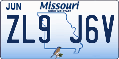 MO license plate ZL9J6V