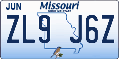 MO license plate ZL9J6Z