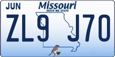 MO license plate ZL9J7O