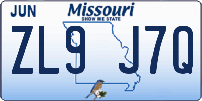 MO license plate ZL9J7Q