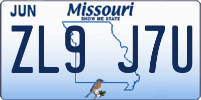 MO license plate ZL9J7U