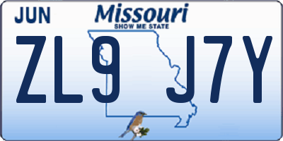 MO license plate ZL9J7Y