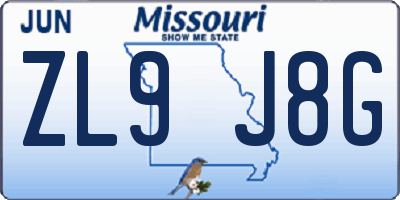 MO license plate ZL9J8G