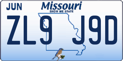 MO license plate ZL9J9D