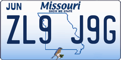 MO license plate ZL9J9G