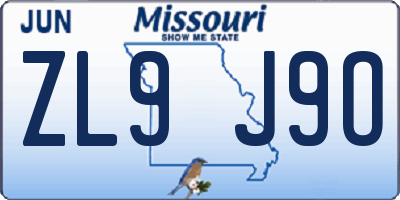 MO license plate ZL9J9O