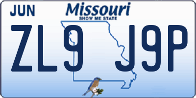 MO license plate ZL9J9P