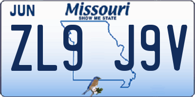 MO license plate ZL9J9V