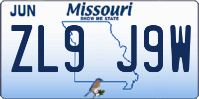 MO license plate ZL9J9W