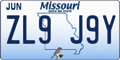 MO license plate ZL9J9Y