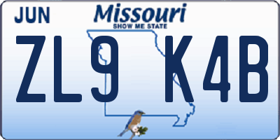 MO license plate ZL9K4B