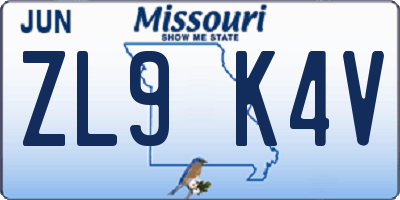 MO license plate ZL9K4V