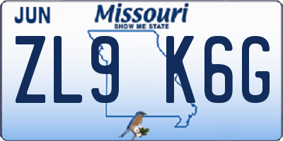 MO license plate ZL9K6G