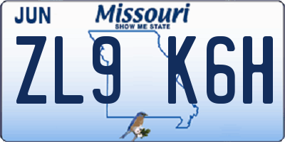MO license plate ZL9K6H
