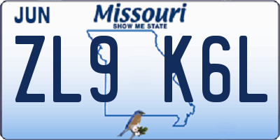 MO license plate ZL9K6L