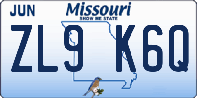 MO license plate ZL9K6Q