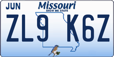 MO license plate ZL9K6Z