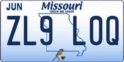 MO license plate ZL9L0Q