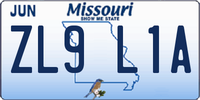 MO license plate ZL9L1A