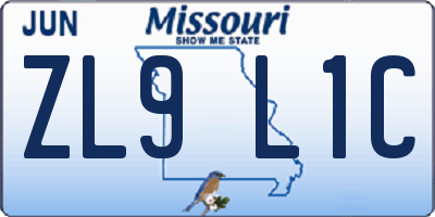 MO license plate ZL9L1C