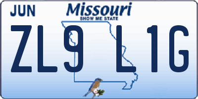MO license plate ZL9L1G