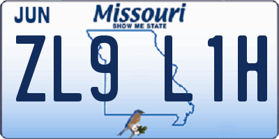MO license plate ZL9L1H